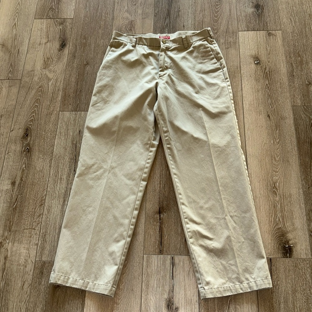 Men's Flat Front Tan Khaki Chino Pants